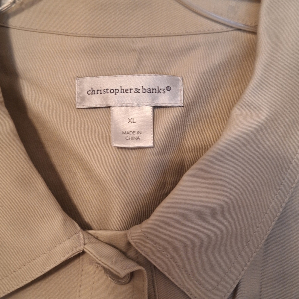 Christopher & Banks Khaki Collared Shirt Christopher & Banks - Picture 2 of 4
